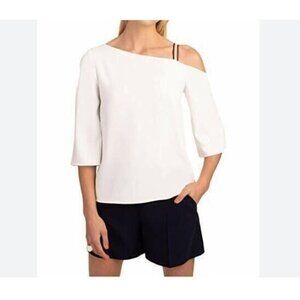 Trina Turk Top Womens Large White One Shoulder Strappy Classic Beachy Boho